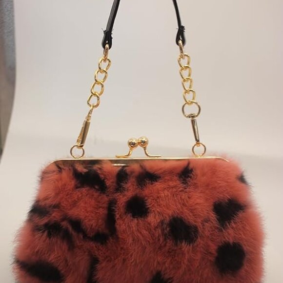 Neiman Marcus Elegant Red Leopard Print Handbag - Picture 3 of 7